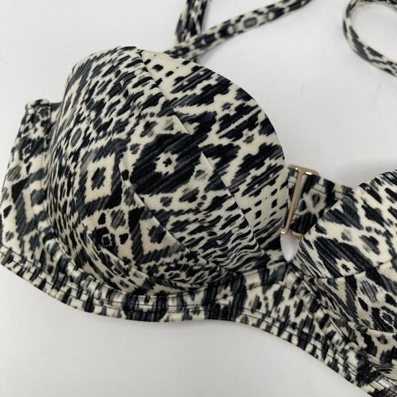 Victorias Secret Push Up Bikini Top Size 32B Black Print - Picture 4 of 11